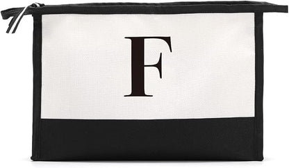 Monogrammed for Women Initial bridesmaid gifts, Personalized monogram Monogram Cosmetic Bag,Travel Makeup Bag Suitable for Wedding weekend Beach Gift for Women Teachers Friends.Pure letters F
