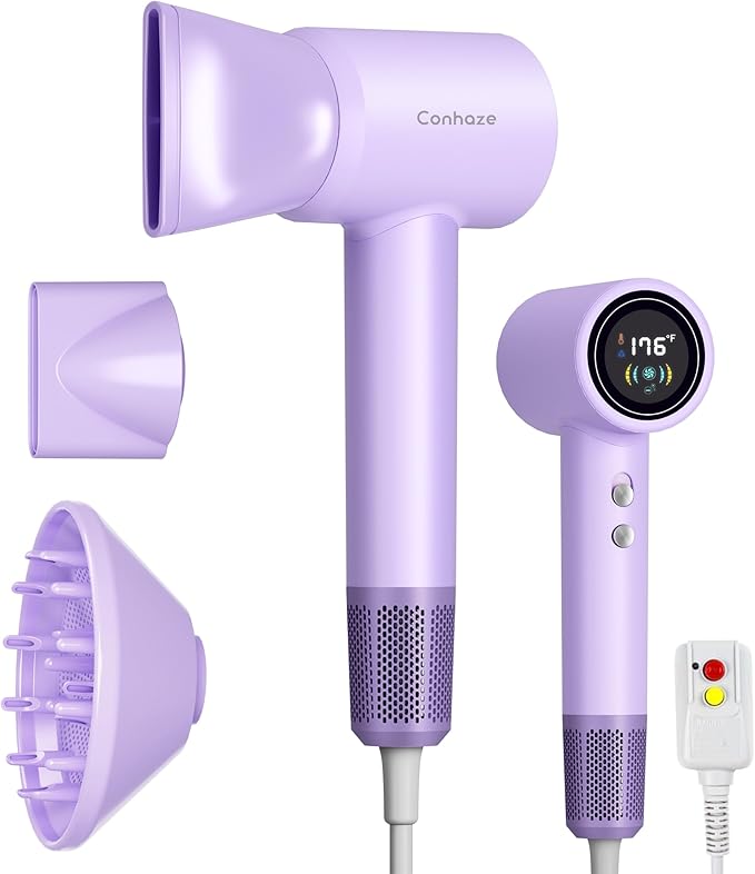 Diffuser Hair Dryer, Professional Ionic Blow Dryer with Diffuser for Curly Hair, 110000 RPM Brushless Motor High Speed Hairdryer Blowdryer for Women Men Home Salon Travel,Thermo-Control Low Noise