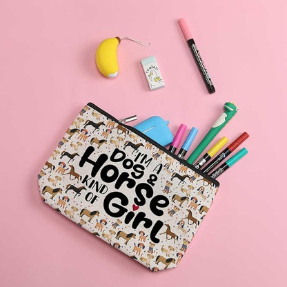 ZHAMEN Horse Mom Dog Mom Cosmetic Travel Bag Makeup Pouch Gifts for Women Cowgirls Animal Lovers Birthday Christmas