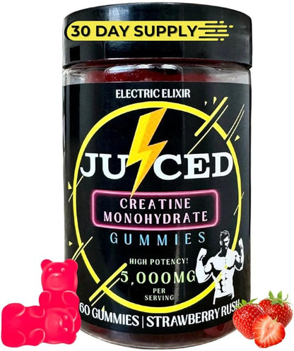 Creatine Monohydrate Gummies for Men & Women 5000mg - Quick Muscle Growth, Endurance Support - Power Boost For Strength, Energy, Performance & Recovery - Chewable Pre Workout Supplement (Strawberry)