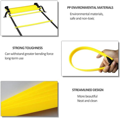 OFYDNR Speed Agility Ladder Training Set - 12 20Ft Agility 12 Disc 4 Steel