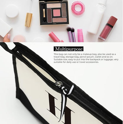 Monogrammed for Women Initial bridesmaid gifts, Personalized monogram Monogram Cosmetic Bag,Travel Makeup Bag Suitable for Wedding weekend Beach Gift for Women Teachers Friends.Pure letters H