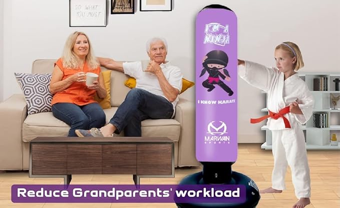 Durable Inflatable Kids Punching Bag for Karate and Boxing – Bounce-Back Martial Arts Bag for Boys and Girls, Great Birthday Gift to Relieve Energy and Build Skills for Boys Ages 4-12
