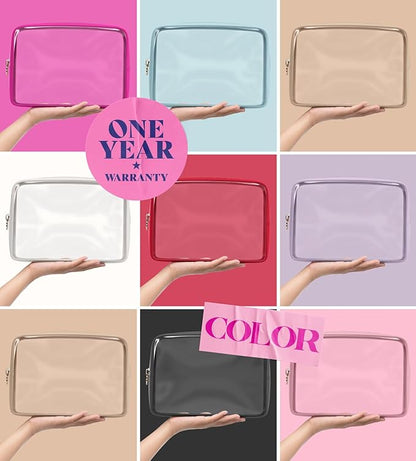 Clear Makeup Bag Zipper Pouch, Transparent Cosmetic Case Organizer, TSA Approved Travel Toiletry Case, Travel Accessories Essentials Makeup Tote for Women, Large Cute Make up Bag for Purse - Sand