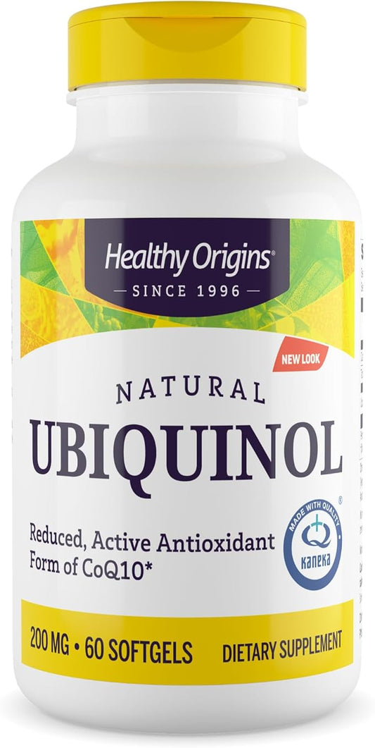 Healthy Origins Ubiquinol (Active Form of CoQ10), 200 mg - Activated Form of CoQ10 - Kaneka Ubiquinol Supplements for Heart Health & Antioxidant Support - Gluten-Free & Non-GMO - 60 Softgels