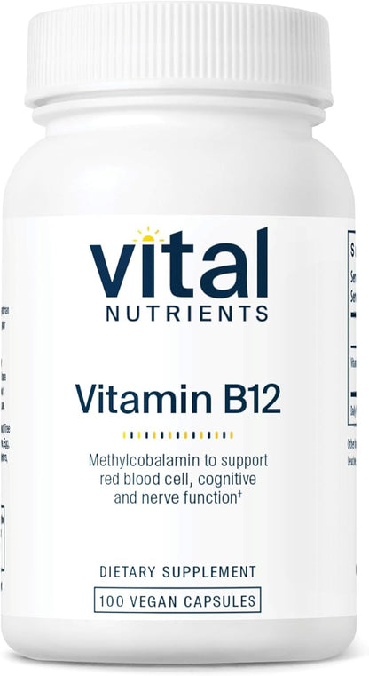 Vital Nutrients Vitamin B12 1000mcg | Vegan Methylated B12 | Methylcobalamin for Metabolism, Cognitive, & Nervous System Health* | High-Potency B12 Supplement | Gluten, Dairy, Soy Free | 100 Capsules
