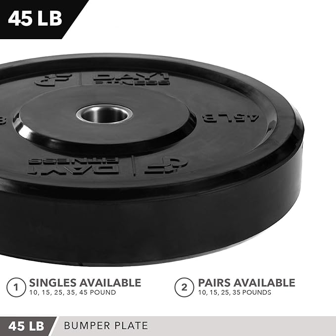 Day 1 Fitness Olympic Bumper Plate 2” – 5 Weight 10lbs to 45lbs -