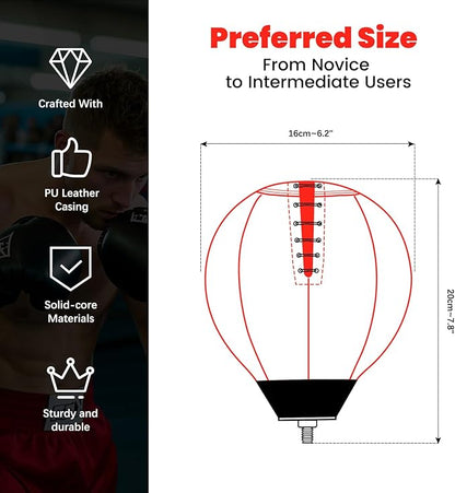 INNOLIFE Red Solid and Thick Speed Ball Reflective Bag - No Pump Needed - Ideal for MMA and Boxing-Suitable for All Boxing Equipment Replacement