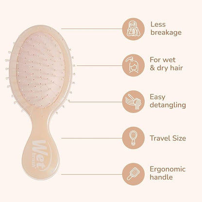 Wet Brush Mini Detangler Hair Brush, Cream (Iridescence Icon), Detangling Travel Hairbrush, Ultra-Soft IntelliFlex Bristles Glide Through Tangles with Ease, Pain-Free, All Hair Types, Limited Edition