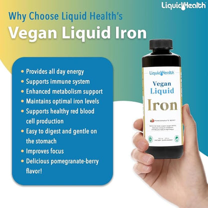 LIQUIDHEALTH Vegan Daily Essentials Vitamin Starter Kit with Organic Methyl B12 Drops, Vegan Liquid Collagen + Biotin, Vegan Liquid Iron, Vegan Vitamin D3 Drops - 100% Plant-Based Vitamin Supplements