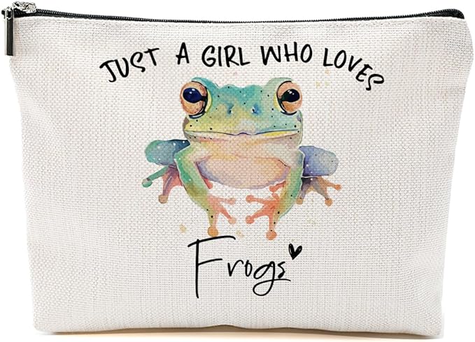 Frog Gifts for Woman Makeup Bag Frog Stuff Frogs Lovers Cosmetic Bag Travel Organizer Bags Makeup Pouch, Christmas Birthday Animal Lovers Gifts for Women Girls Friends