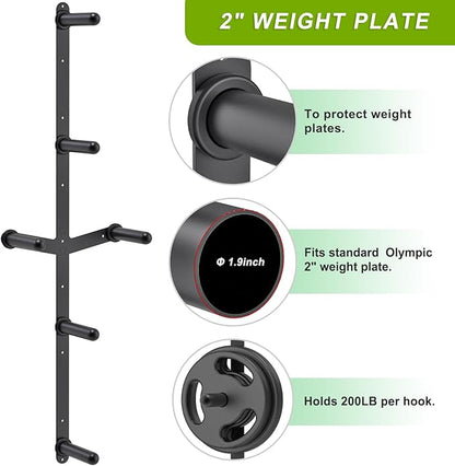 Kipika Gym Organizer Set Wall Mounted Weight Plate Storage Rack Barbell Storage Rack with T-Bar Row Landmine Platform Attachment Durable Steel Construction Easy Installation