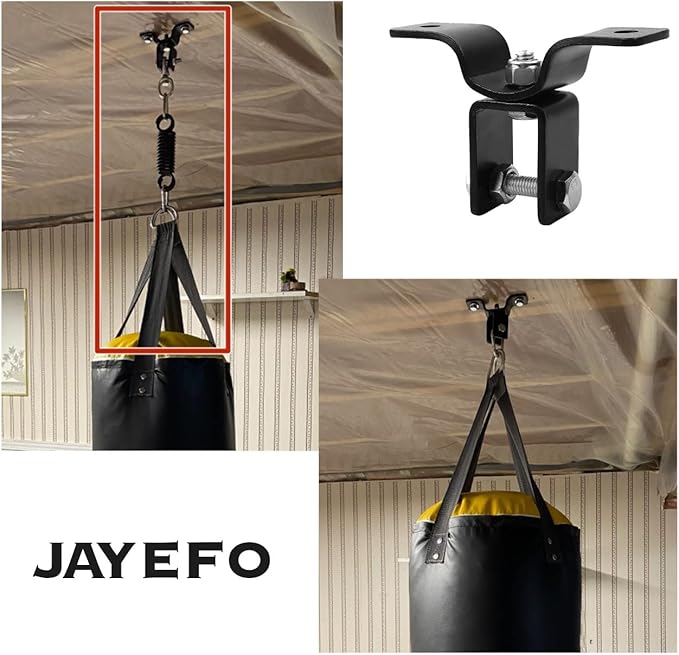 Jayefo Punching Bag Hanger - Heavy Bag and Punching Bag Mount for Wood Beam Ceiling - Standart Size - Black