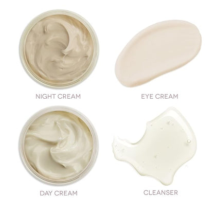 Earth To Skin Tea Time Starter Set: White Tea Cleanser (1.0 Fl Oz), White Tea Day Cream (0.5 Fl Oz), Black Tea Night Cream (0.5 Fl Oz), Chamomile Eye Cream (0.23 Fl Oz)