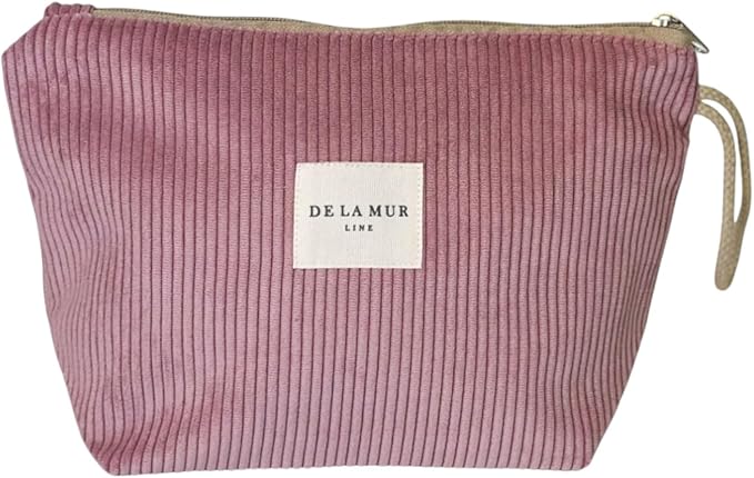 Pink Corduroy Cosmetic Bag for Women – Large Toiletry Bag for Travel, Skincare & Makeup Organizer, Travel Size Toiletries Bag – Cruise & Vacation Gift – Made in Barcelona, Spain