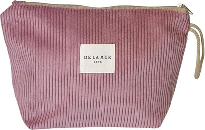Pink Corduroy Cosmetic Bag for Women – Large Toiletry Bag for Travel, Skincare & Makeup Organizer, Travel Size Toiletries Bag – Cruise & Vacation Gift – Made in Barcelona, Spain