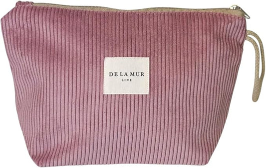 Pink Corduroy Cosmetic Bag for Women – Large Toiletry Bag for Travel, Skincare & Makeup Organizer, Travel Size Toiletries Bag – Cruise & Vacation Gift – Made in Barcelona, Spain
