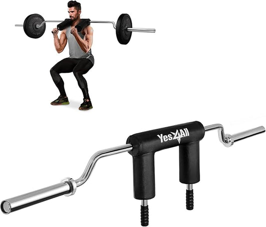 Yes4All Multi Grip Barbell & Cable Attachment - 2 Collars,