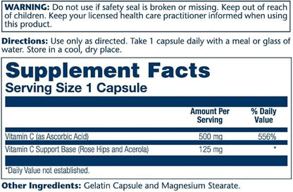 SOLARAY C w/Rose HIPS & Acerola, Capsule (Btl-Plastic) 500mg | 100 Count | Pack of 2