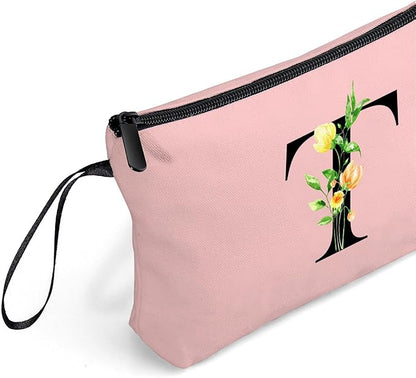 SEAMOON Women Birthday Unique Bride to be Bridal Shower Initial Gifts for Mom Sister Friend Her Teacher Aunt Makeup Cosmetic Bag with Mirror Mothers Day Christmas Graduation T