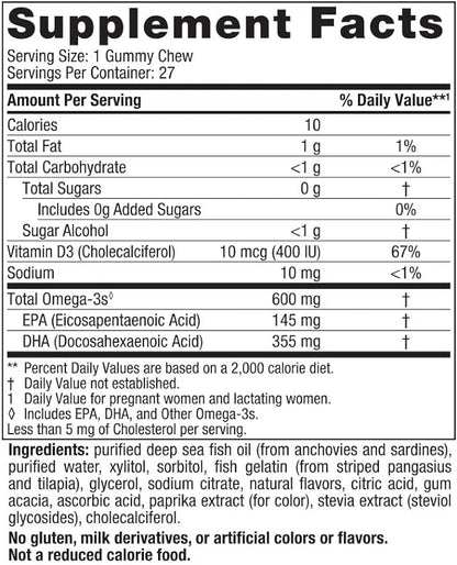 Nordic Naturals Zero Sugar DHA Prenatal Vitamin Gummies, Strawberry Orange Flavor - 27 Gummies - Supplements for Pregnancy - 600 mg Omega-3 Fish Oil and 400 IU Vitamin D3-27 Servings