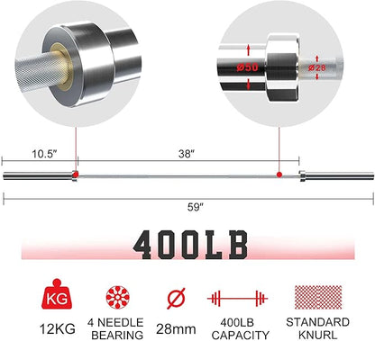 Olympic Barbell EZ Bar Curl Bar 4ft/5ft/7ft 2 Inch (300lb/330lb/400lb/700lb/1000lb/1500lb)