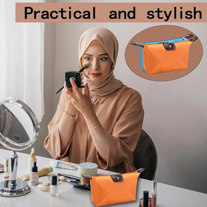 Set of 6 Waterproof Nylon Cosmetic Pouch for Women – Foldable Dumpling Shaped Makeup Bag for Travel and Storage