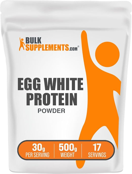 BulkSupplements.com Egg White Protein Powder - Egg White Powder, Lactose Free & Dairy Free Protein Powder - Unflavored & Gluten Free, 30g per Serving, 500g (1.1 lbs) (Pack of 1)