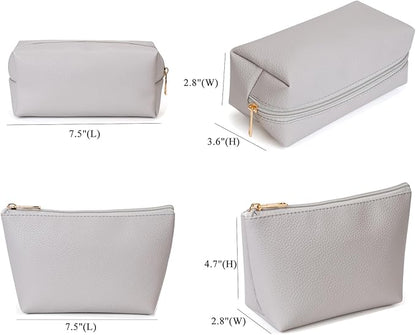 FITINI 3 Pieces Makeup Bags Double Layer Travel Large Cosmetic Cases Organizer Toiletry Bags Waterproof Small Zipper Pouch for Women Makeup Brush Storage Bag,Gray