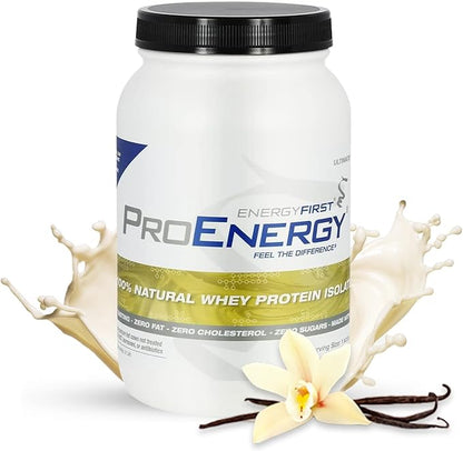 EnergyFirst Vanilla Whey Protein Isolate - Grass Pasture Fed, Zero Lactose, Gluten-Free, All-Natural | Sugar-Free Shake for Keto & Recovery, 2lb