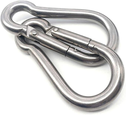 3.15 Inches 4 Inches Stainless Steel Carabiner for Gym Equipment Connection, EFFIET Heavy Duty Spring Snap Hook Clips Buckle for Gym Exercise, Punching Bags, Hiking, Camping