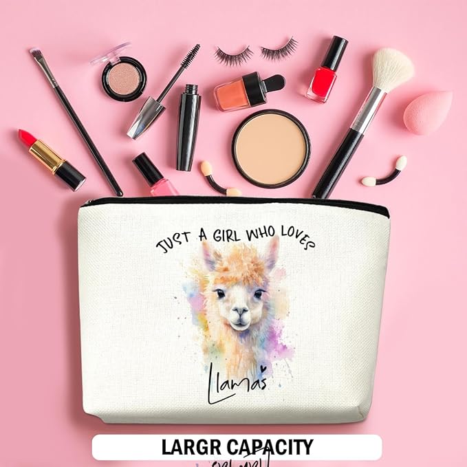 Llama Gifts Makeup Bag, Llama Lovers Cosmetic Bag Travel Organizer Bags Makeup Pouch, Christmas Birthday Animal Lovers Gifts for Women Girls Friends Daughter