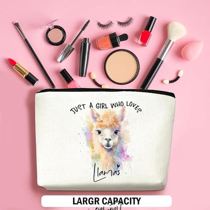 Llama Gifts Makeup Bag, Llama Lovers Cosmetic Bag Travel Organizer Bags Makeup Pouch, Christmas Birthday Animal Lovers Gifts for Women Girls Friends Daughter