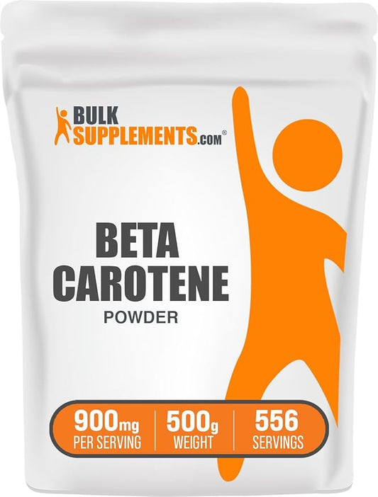 BulkSupplements.com Beta Carotene Powder - Vitamin A Supplements, Beta Carotene Supplements - for Immune & Eye Support, Gluten Free, 900mg per Serving, 500g (1.1 lbs) (Pack of 1)