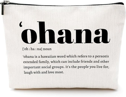 Ohana Definition Inspirational Makeup Bag Hawaii Cosmetic Bag Hawaiian Gifts Hawaiian souvenirs Thank You Gifts for Women Female Grandma Mom Sister Friend Wife Travel Toiletry Bag Christmas Birthday