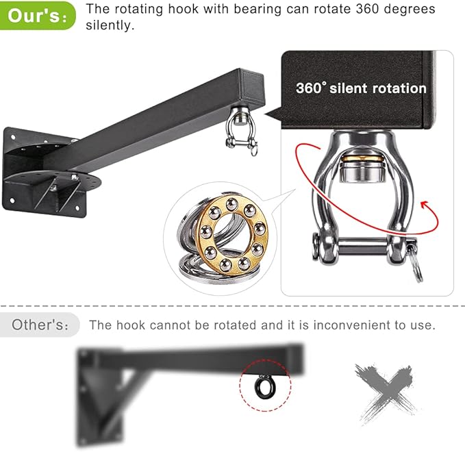 SELEWARE Wall Mount Heavy Bag Hanger Heavy Duty Punching Bag Hanger Adjustable Boxing Bag Bracket for Home Gym Indoor Outdoor Boxing, Muay Thai and MMA Training
