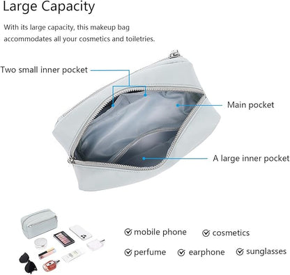 Nylon Female cosmetic bags Canvas toiletry bags Wash bags with large capacity Simple design (Nylon/Gray)