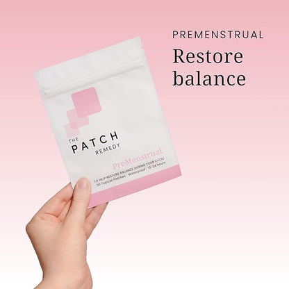 The Patch Remedy PreMenstrual Patch for Women - 30 Topical PMS Period Cycle Patches Containing Chasteberry Extract, Magnesium, Evening Primrose Oil, Dong Quai Extract, Curcumin, Vitamin B6 & E