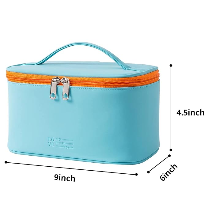 KITENROM Portable Makeup Bag Cosmetic Bags for Women Medium Pouch Case Purse Make Up Organization Waterproof (Blue)