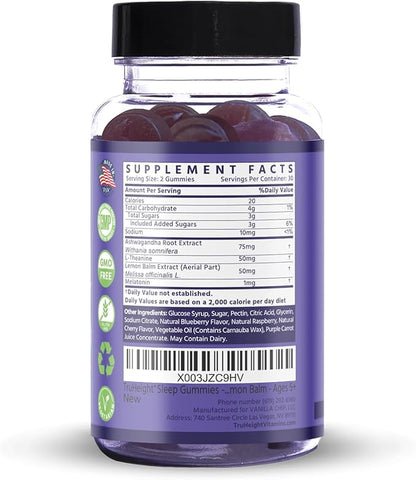 TruHeight Sleep Gummies - Kids & Teen Natural Sleep Aid for Growth & Development - Endorsed by Pediatricians - Kids Melatonin Gummy - Melatonin, Ashwagandha, L Theanine, Lemon Balm, Ages 4+