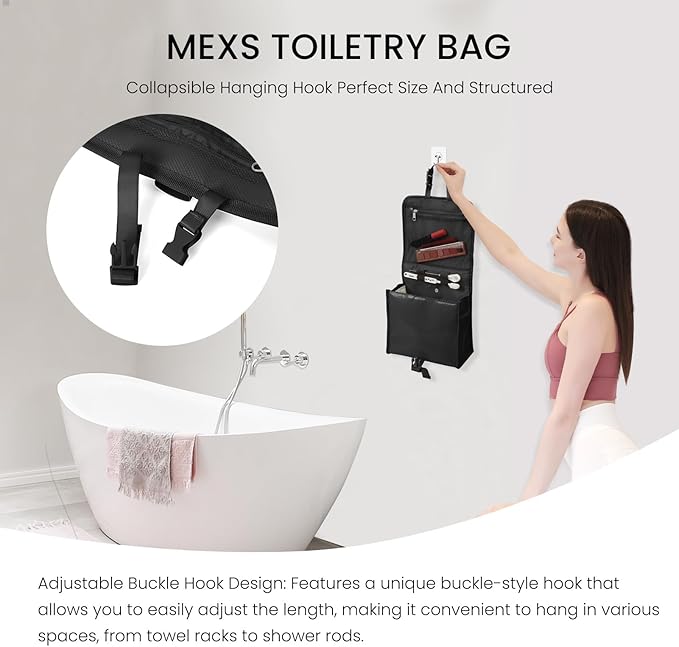 Travel Toiletry Bag for Women Portable Waterproof Cosmetic Makeup Bag Organizer for Container Toiletries (black)