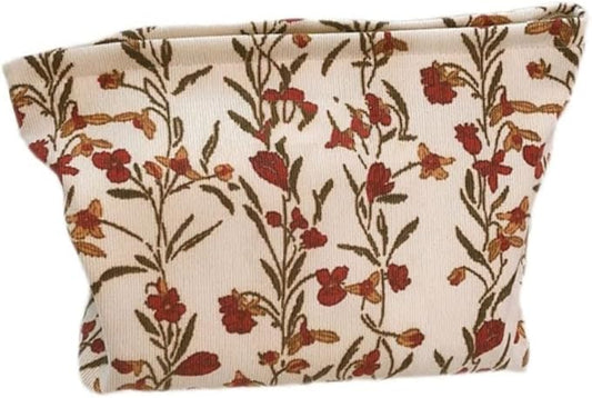 SxoSyo Cosmetic Bags for Women Makeup Bag Large Capacity Purse Travel Toiletry Zipper Storage Pouch Make up Brushes Organizer for Gifts (flowers and plants, Beige)