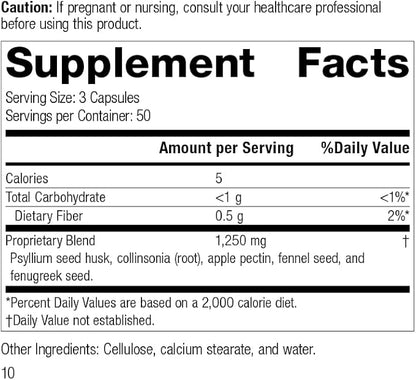 Standard Process Gastro-Fiber - Whole Food Digestion and Digestive Health, Indigestion, and Cramps with Collinsonia Root, Apple Pectin, and Fennel Seed - 150 Capsules