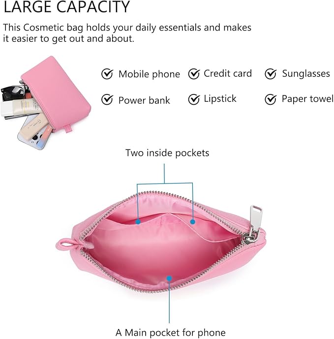 PU Leather Makeup Simple and Convenient Handbag Small Exquisite Storage Bag (Pu/Azalea Pink)