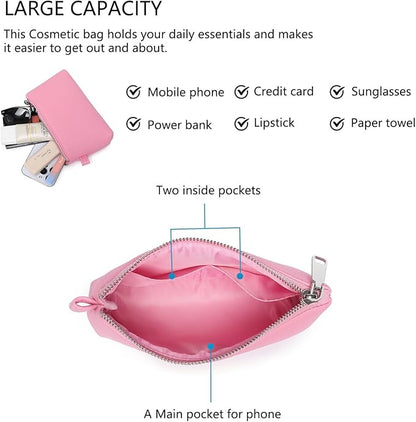 PU Leather Makeup Simple and Convenient Handbag Small Exquisite Storage Bag (Pu/Azalea Pink)
