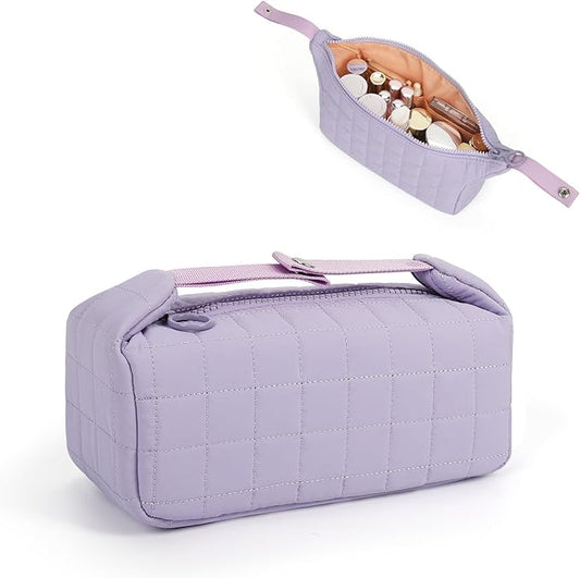 Makeup Bag Travel Cosmetic Bag for Women Girls, Zipper Make Up Pouch, Water-resistant Toiletry Bag, Portable Small Makeup Bag, Cosmetic Travel Tool Pouch, Purple