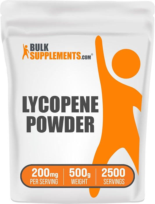 BulkSupplements.com Lycopene Powder - Lycopene Supplement, Lycopene 10mg - Antioxidants Supplement, Gluten Free, 200mg per Serving, 500g (1.1 lbs) (Pack of 1)