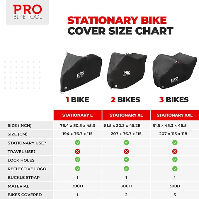 Pro Bike Tool Bike Cover for Outdoor Bike Storage - Stationary L for 1 Bike - Heavy Duty Riptstop Material, Waterproof and Anti-UV - Bicycle Cover Protection for Mountain & Road Bikes, Bike Tent