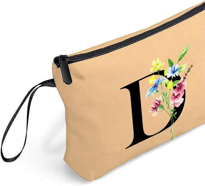 SEAMOON Women Birthday Maid of Honor Monogrammed Gifts for Bride Bridesmaid Sister Friend Her Teacher Makeup Cosmetic Bag with Mirror Mothers Day Christmas Graduation D