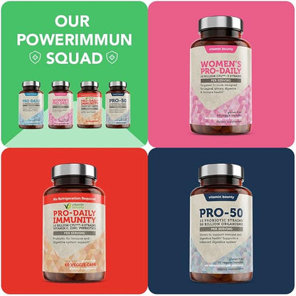 Vitamin Bounty Pro 25 Probiotic with Prebiotics for Oral & Dental Health, Gut and Digestive Support - 13 Strains, 25 Billion CFU, Embocaps & Fermented Greens, 30 Count (Pack of 1)